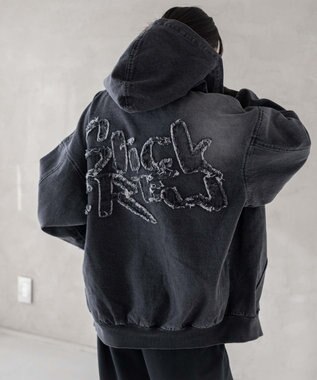 WEGO ヴィンテージウォッシュBIGフードブルゾン ブラック