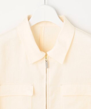 自由区 【XSサイズ～/洗える】ブライトリネンファイユ ジップアップブルゾン アイボリー系