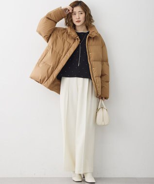 23区 L 【Oggi掲載】シレータフタ ハイネック ショート ダウンコート キャメル系
