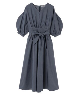 Green Parks ａ．ボリュームギャザーウエスト切替ワンピース Navy