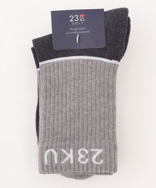 23区GOLF 【WOMEN】カラーブロック レギュラーソックス ライトグレー系