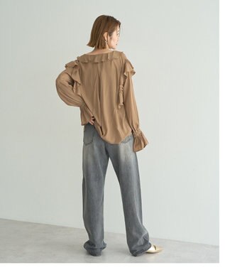 YECCA VECCA ルーズストレートデニムパンツ Gray