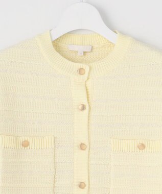 自由区 【WEB限定カラーあり・洗える】テクスチャーコットンブレンドニット アウター ライトイエロー