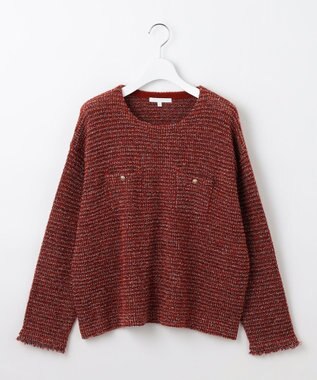 自由区 L ツイーディー ニット オレンジ系