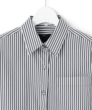 23区 【CLASSY.コラボ/洗える】シャツアンサンブル ワンピース ブラックストライプ×ブラック