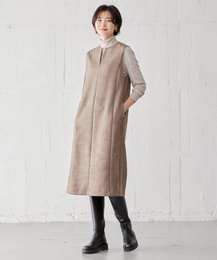 J.PRESS LADIES 【洗える】ダンボールスエード ジャンパースカート ブラウン系