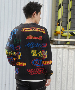 WEGO リラックスフィットパターンカーディガン ブラック