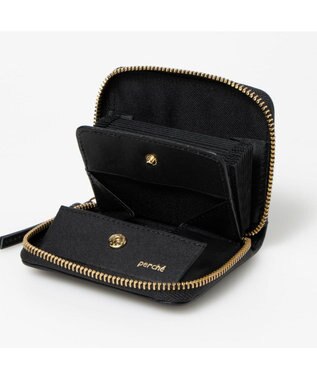 UNBILLION ペルケ perche / レザーメッシュ・ジャバラカードウォレット ブラック