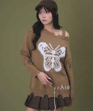 WEGO バタフライダメージニット