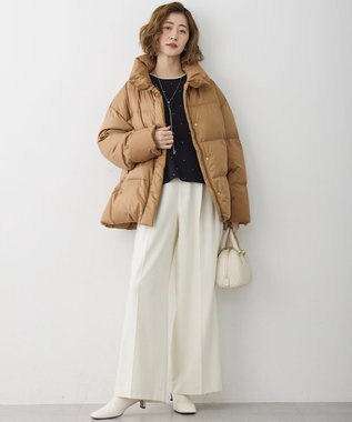 23区 L 【Oggi掲載】シレータフタ ハイネック ショート ダウンコート キャメル系