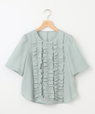 組曲 S 【WEB限定】ヴィンテージジョーゼットフリル ブラウス スモーキーミント系