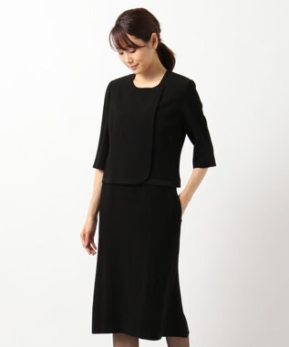 自由区 FORMAL 【高級トリアセテート素材】レベッカBSジョーゼット ジャケット+ワンピース ブラック系