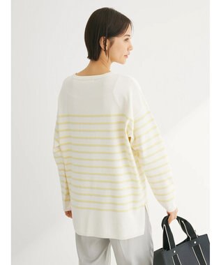 Green Parks ラメ入りボーダーニットプルオーバー Yellow