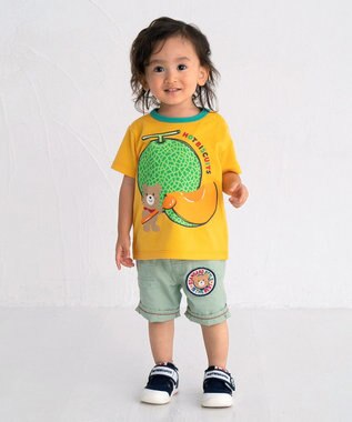 MIKI HOUSE HOT BISCUITS 【80-120cm】 フルーツモチーフ 半袖Tシャツ 黄