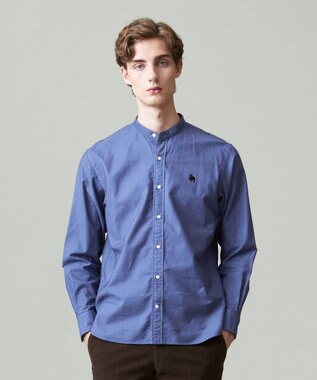 J.PRESS MEN 【大人気バックブル】バンドカラー オックスフォードガーメントダイシャツ ダルブルー系