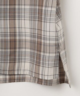 J.PRESS LADIES 【洗える】キュプラチェック フリルスタンドカラー ブラウス ベージュ系3