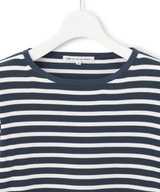 23区 【洗える】ラスターコットンポリエステル ボーダー ニット ブルーボーダー