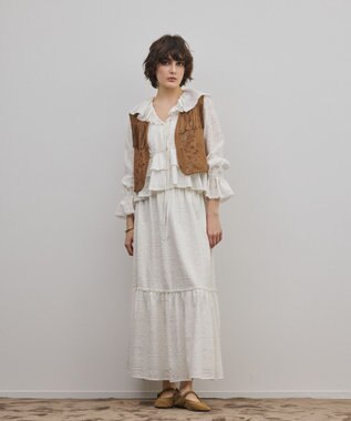 GRACE CONTINENTAL フェイクスウェードジレ キャメル