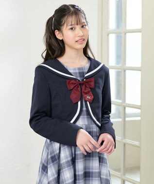 ANY KIDS ジャケット付き チェック ワンピース ネイビー