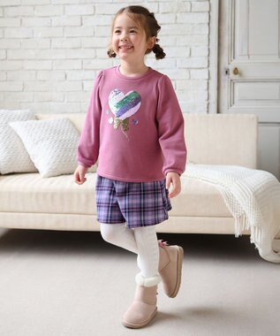 ANY KIDS 裏シャギーミラクルスパンコールトレーナー ローズピンク（ネコ×レインボー）