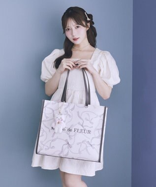 Maison de FLEUR リボンパールプリントマルチポケットトートバッグ