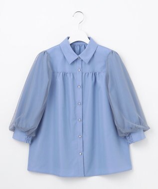 Feroux 【大好評につき追加生産決定！】袖チュールブラウス ブルー系