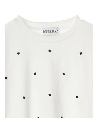 Green Parks ・Ｄｏｕｂｌｅ　Ｆｌａｇｓ　ハート刺繍ＴＥＥ Off White