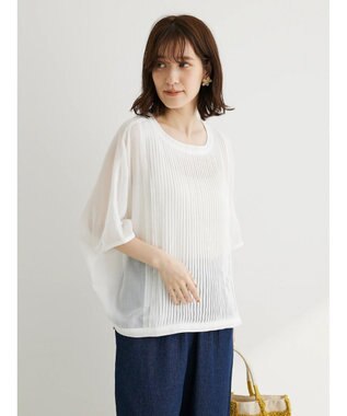 Green Parks ・ｆｕｒｒｙ　ｒａｔｅ　ピンタックボイルブラウス Off White