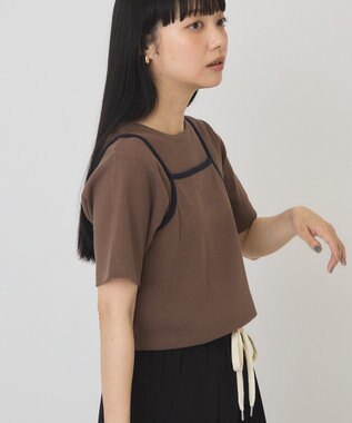 AMERICAN HOLIC 【2点セット】配色キャミ＋Tシャツ Brown