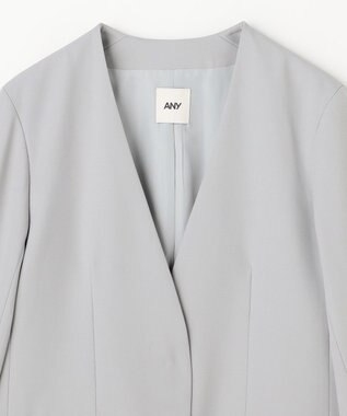 ANY L イージーケアライトストレッチノーカラージャケット ライトグレー