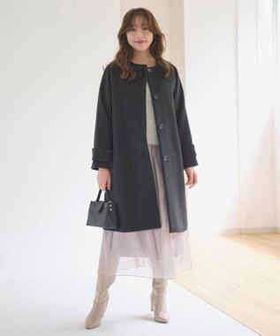 Feroux 【洗える】ニット×フレアスカート セットアップ ライトグレー系