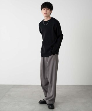 WEGO 【ユニセックス着用ITEM/MLサイズ展開】ミラノリブクルーネックプルオーバー ブラック