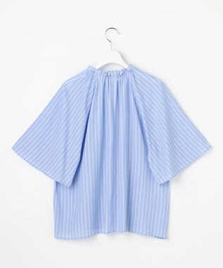 自由区 S リヨセルポプリンフリル ブラウス サックス×オフ