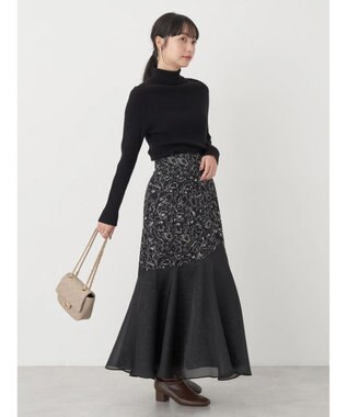 earth music&ecology 切替フラワースカート Black