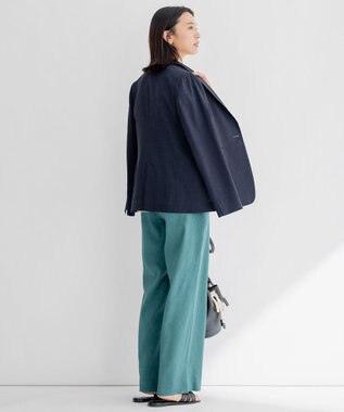 23区 S 【セットアップ対応】リネンレーヨンストレッチ テーラード ジャケット ネイビー系