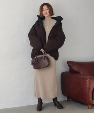 WEGO 【25年秋冬新作/ユニセックス着用ITEM/SMLサイズ展開】2WAYパファーブルゾン ブラウン