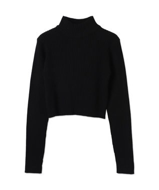 WEGO リブハイネックショートニット ブラック