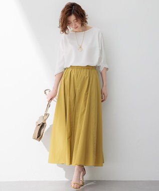 23区 S 【洗える】ナイロンコットンタフタ フレアスカート マスタード系