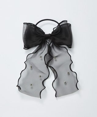 Phoebe フレアリボンドットパールヘアゴム　ブラック ブラック