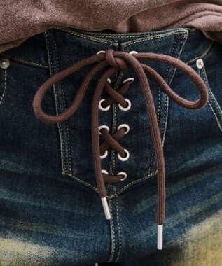 WEGO レースアップデニムショートパンツ デニム中濃加工色