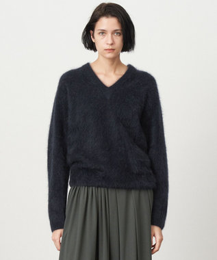 ROYAL FUR CASHMERE | Vネックセーター, NAVY, 02