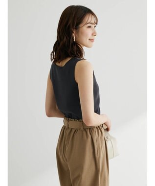 Green Parks スクエアネックニットタンクトップ Charcoal Gray