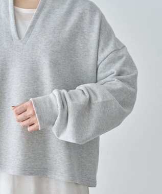 Green Parks ＳＥＴ２点　深Ｖネック裏毛＋プルオーバー Gray Mixture