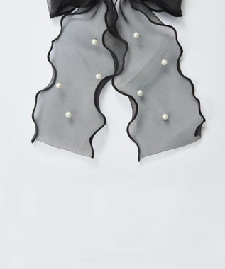 Phoebe フレアリボンドットパールヘアゴム　ブラック ブラック