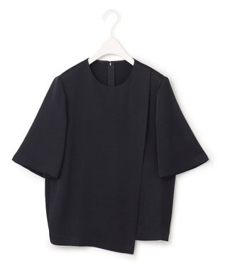 ICB 【洗える】 サテンクレープ Tブラウス ネイビー系