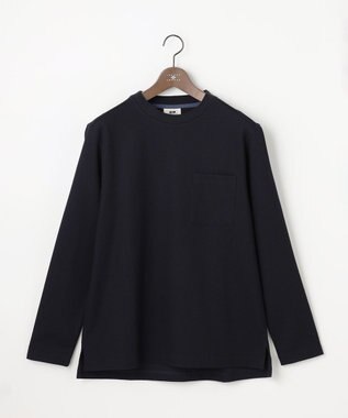 JOSEPH ABBOUD 【JAPANファブリック・日本縫製・清涼】ミラノリブWフェイス長袖Tシャツ ネイビー系