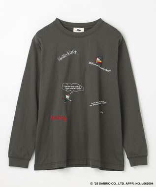ANY 【ハローキティ×ANY】ロゴTシャツ チャコール刺繍