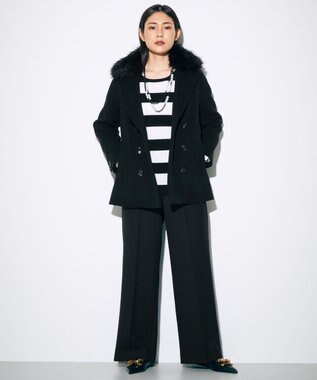 GRACE CONTINENTAL ウールストレッチセミワイドパンツ ブラック