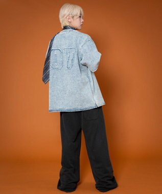 WEGO 【ユニセックス着用ITEM】ベースボールデニムグラフィックシャツ（SS） デニム淡加工色