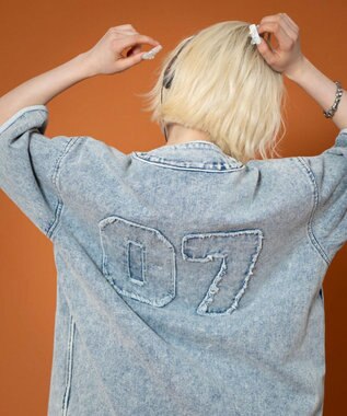 WEGO 【ユニセックス着用ITEM】ベースボールデニムグラフィックシャツ（SS） デニム淡加工色